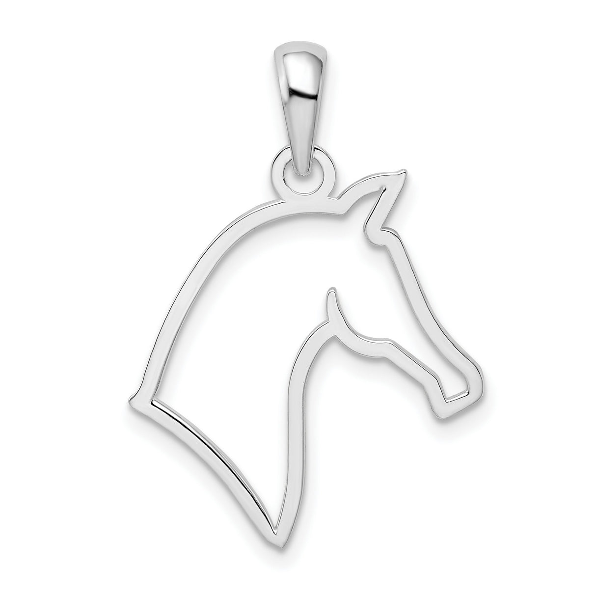 Sterling Silver Horse Head Outline Pendant, Minimalist Equestrian Western Jewelry