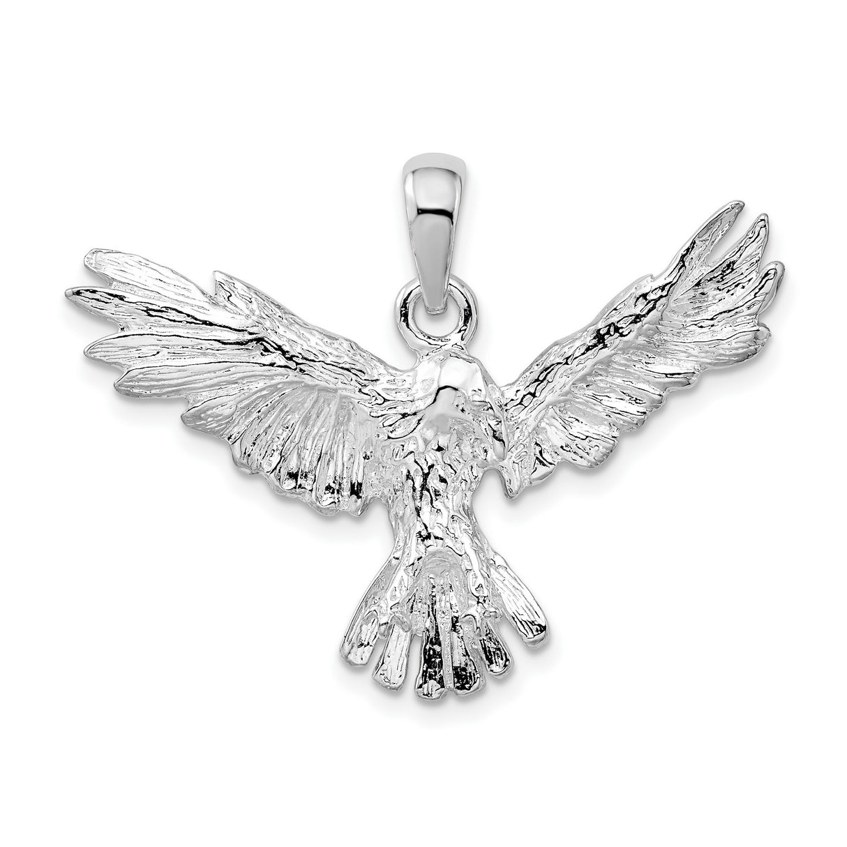 Sterling Silver Eagle Pendant with Outstretched Wings, Native American and Tribal Symbolism