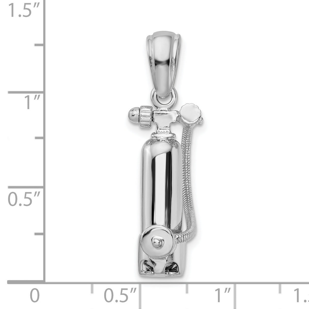 Sterling Silver Scuba Tank Pendant with Hose Detail, 3D Diving Charm for Men or Unisex