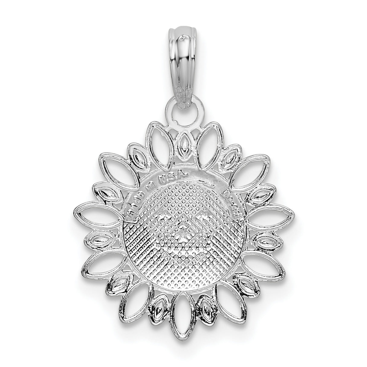 Sterling Silver Sun Face Pendant with Open Petal Rays, Celestial and Boho Style
