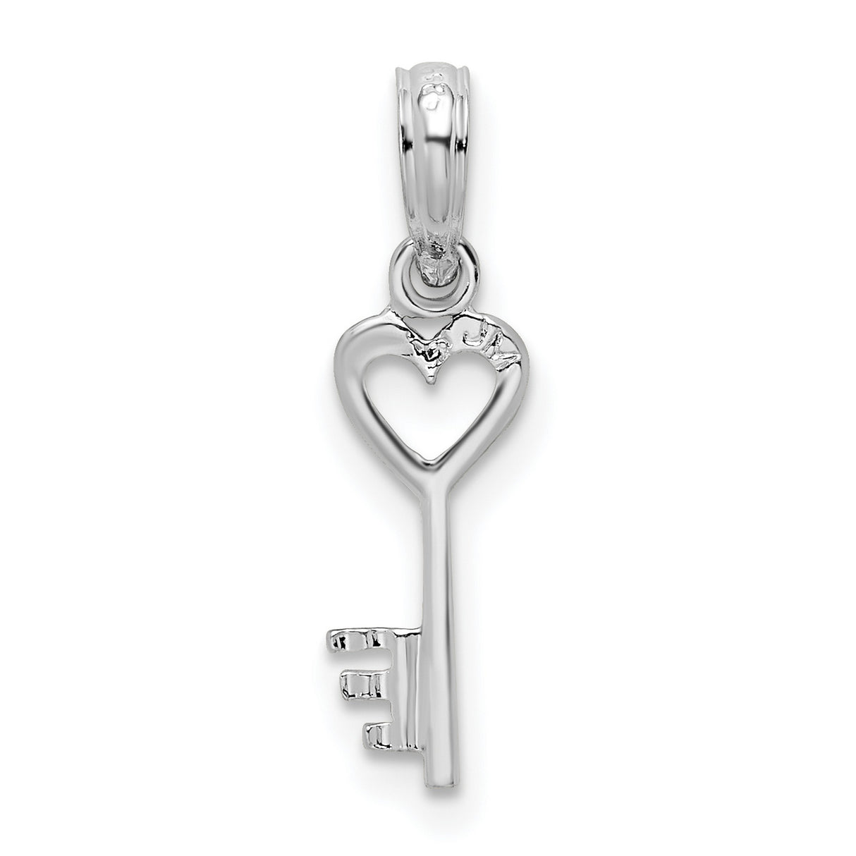 Sterling Silver Heart Key Pendant with Open Heart Design, Romantic Anniversary Jewelry for Women