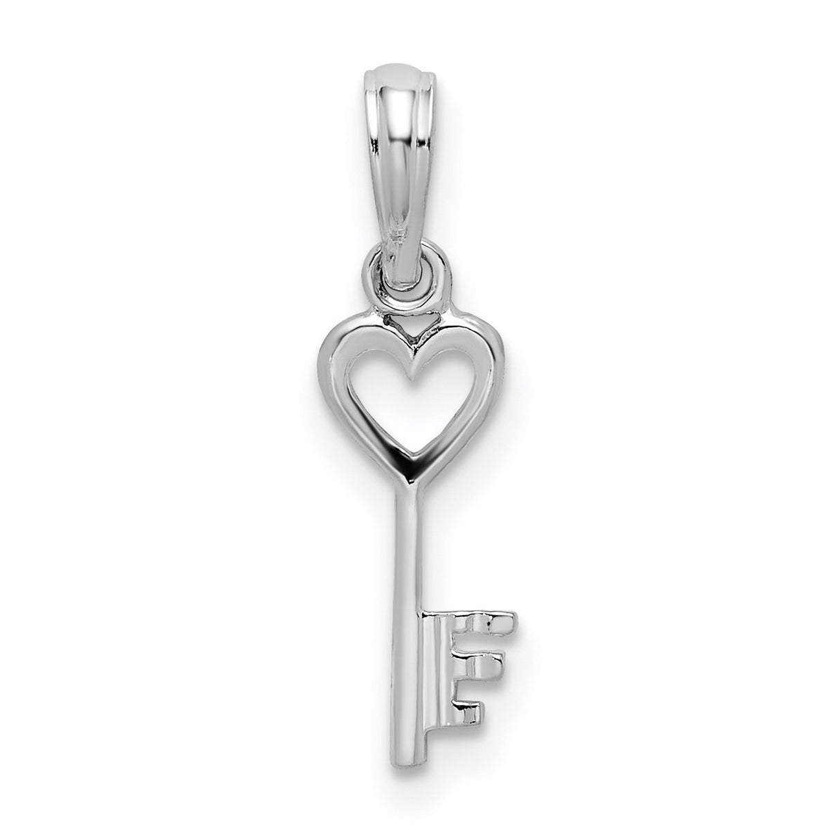 Sterling Silver Heart Key Pendant with Open Heart Design, Romantic Anniversary Jewelry for Women