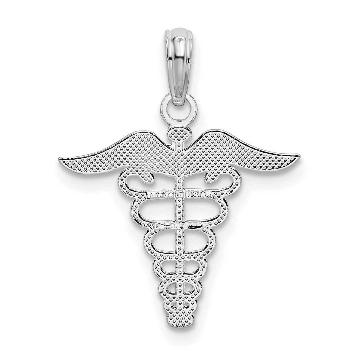 Sterling Silver Caduceus Pendant with Winged Snake Medical Symbol Charm