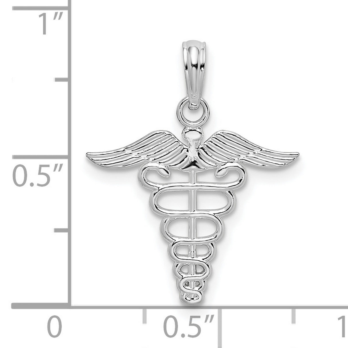 Sterling Silver Caduceus Pendant with Winged Snake Medical Symbol Charm