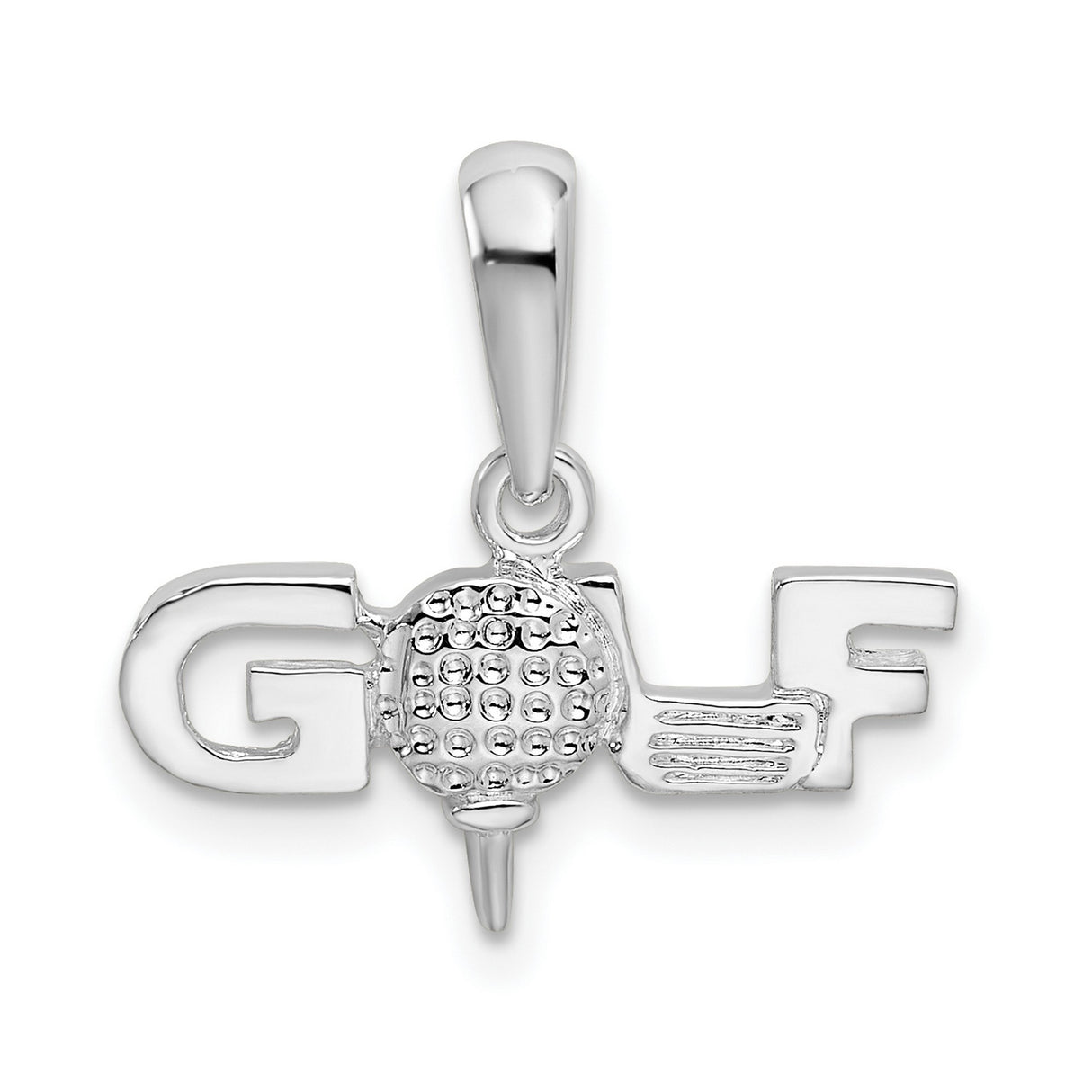 Sterling Silver Golf Pendant with Golf Ball on Tee and Club, Unisex Sports Jewelry