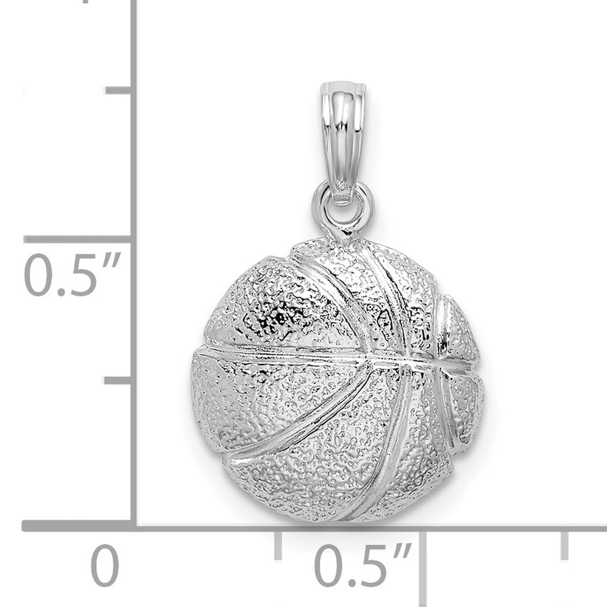 Sterling Silver Basketball Pendant with Textured Detailing, Unisex Sports Charm Jewelry