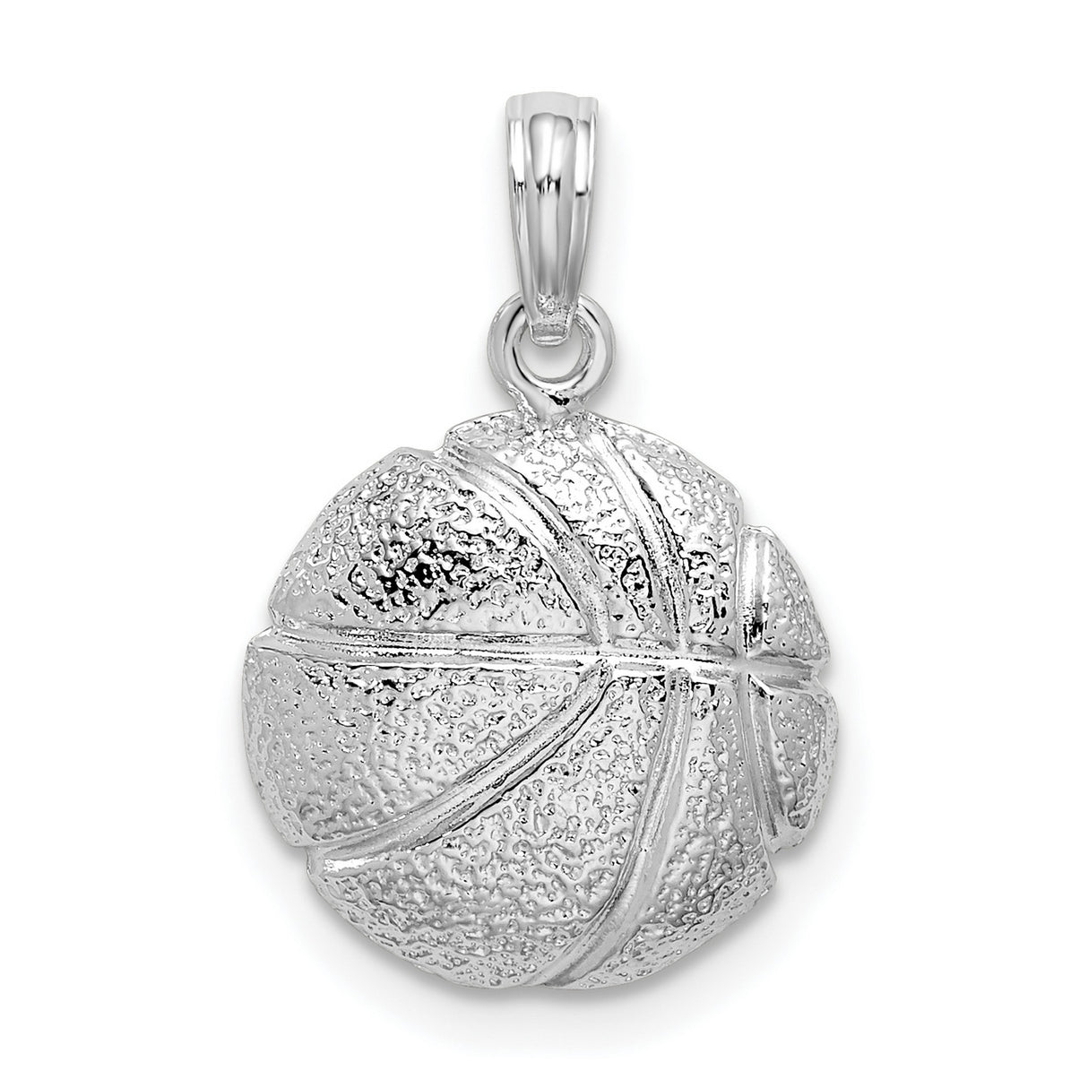 Sterling Silver Basketball Pendant with Textured Detailing, Unisex Sports Charm Jewelry