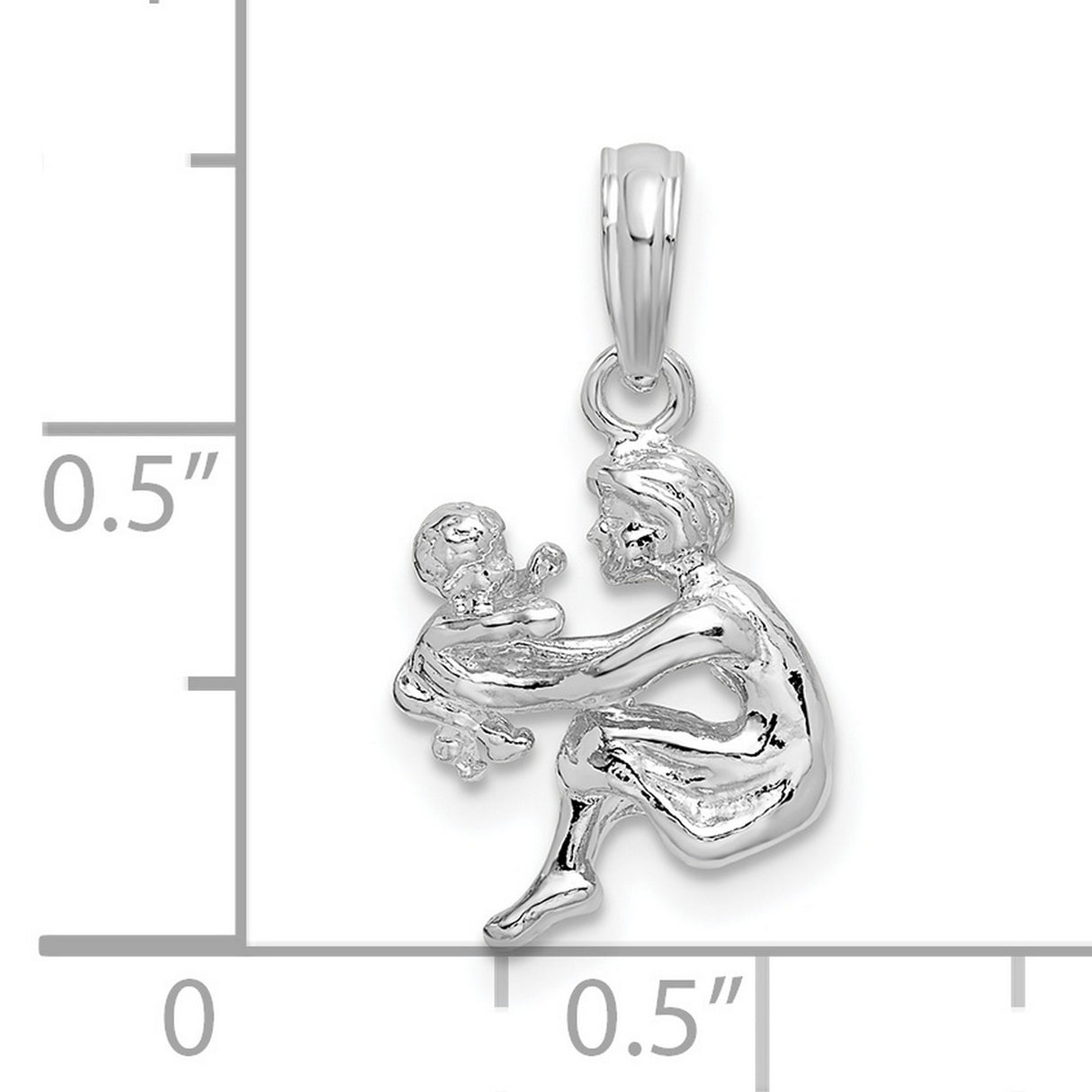 Sterling Silver Pendant Featuring Mother Holding Baby, Symbol of Maternal Love and Family Bond
