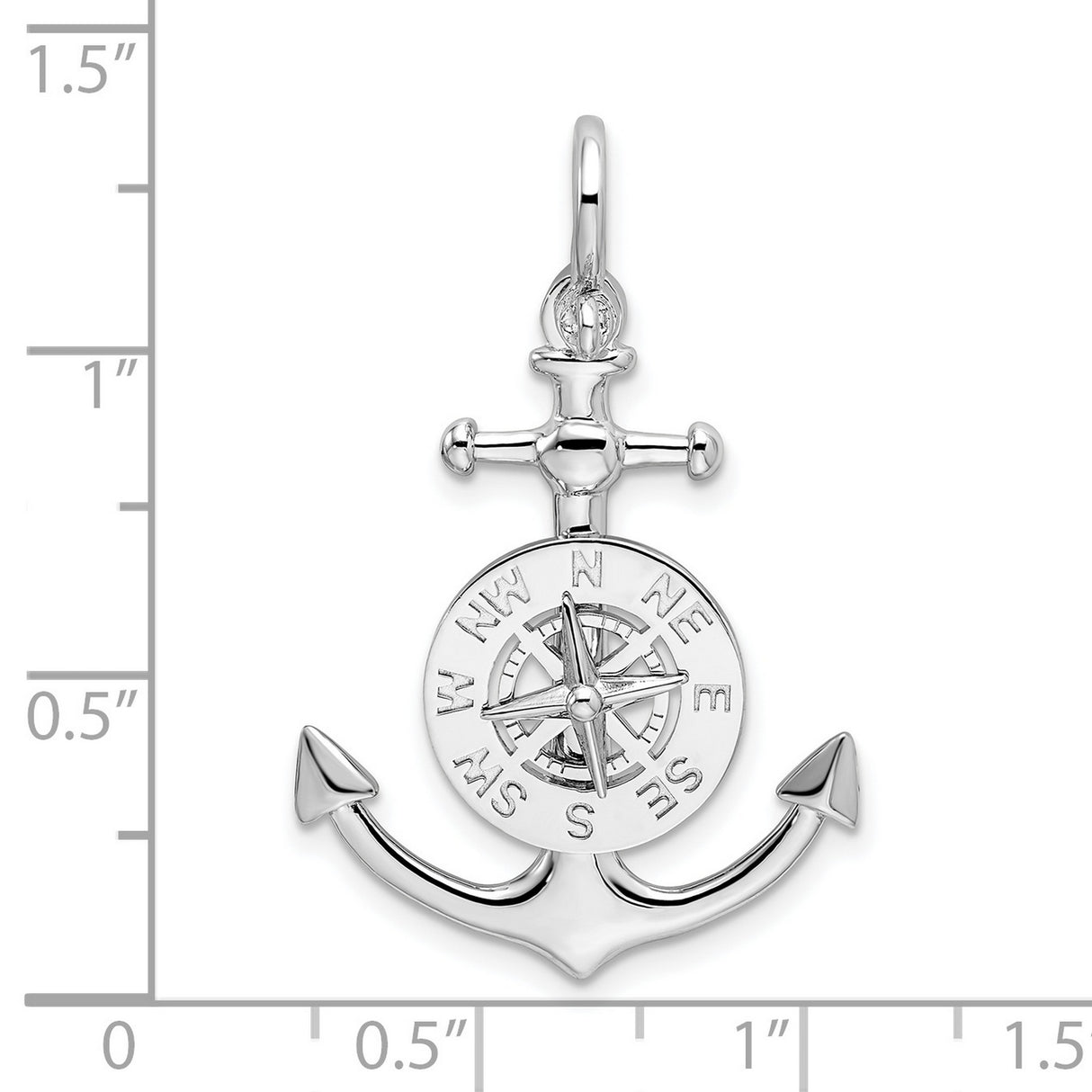 Sterling Silver Compass Pendant with Anchor Design, Nautical Theme for Men and Women