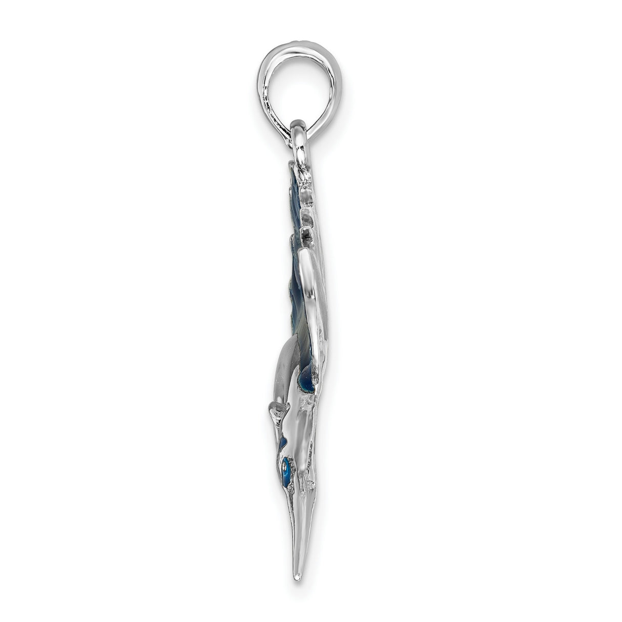 Polished Enameled Sailfish Charm Pendant in Real 925 Sterling Silver