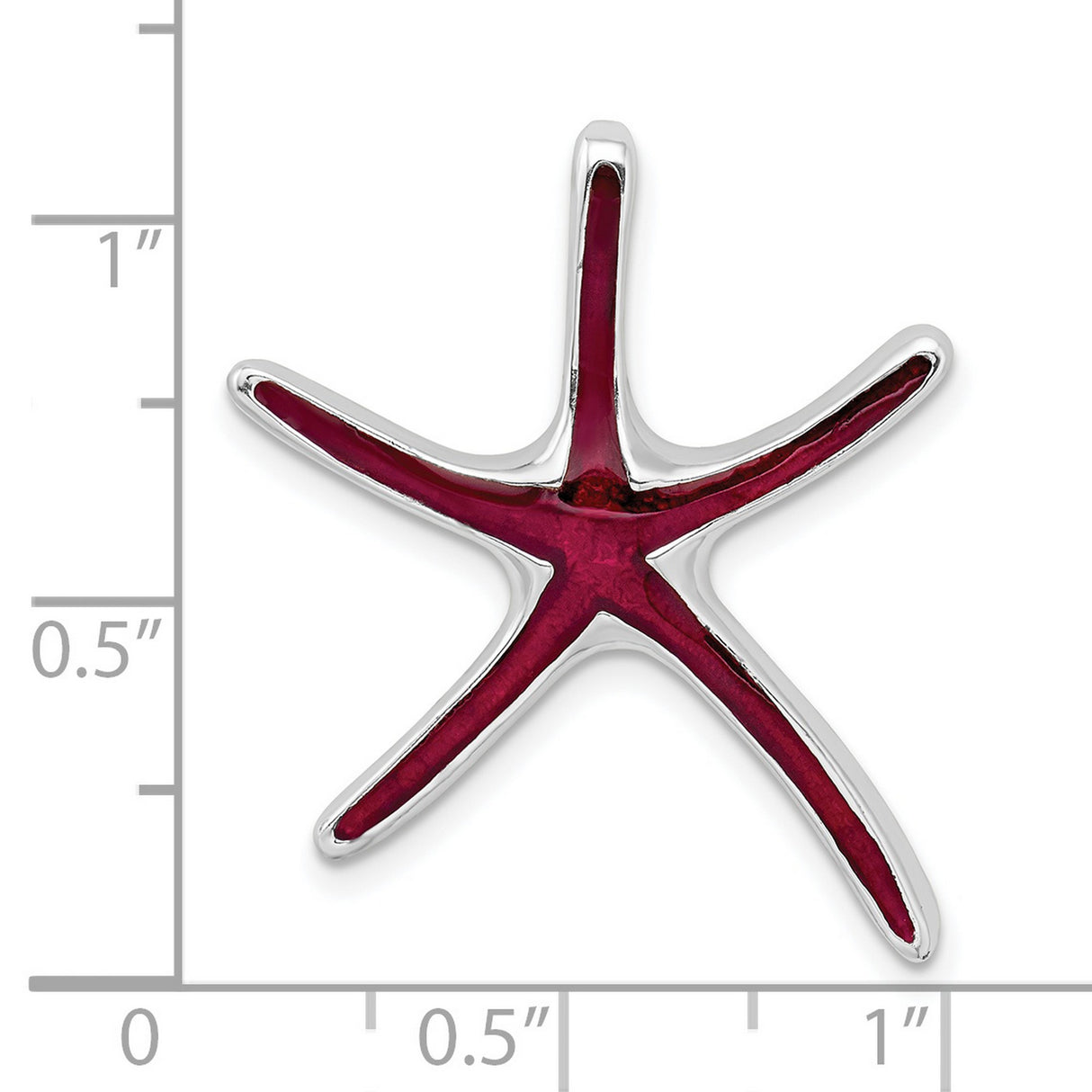 Sterling Silver Starfish Pendant with Red Enamel Inlay, Nautical Ocean-Themed Jewelry for Women