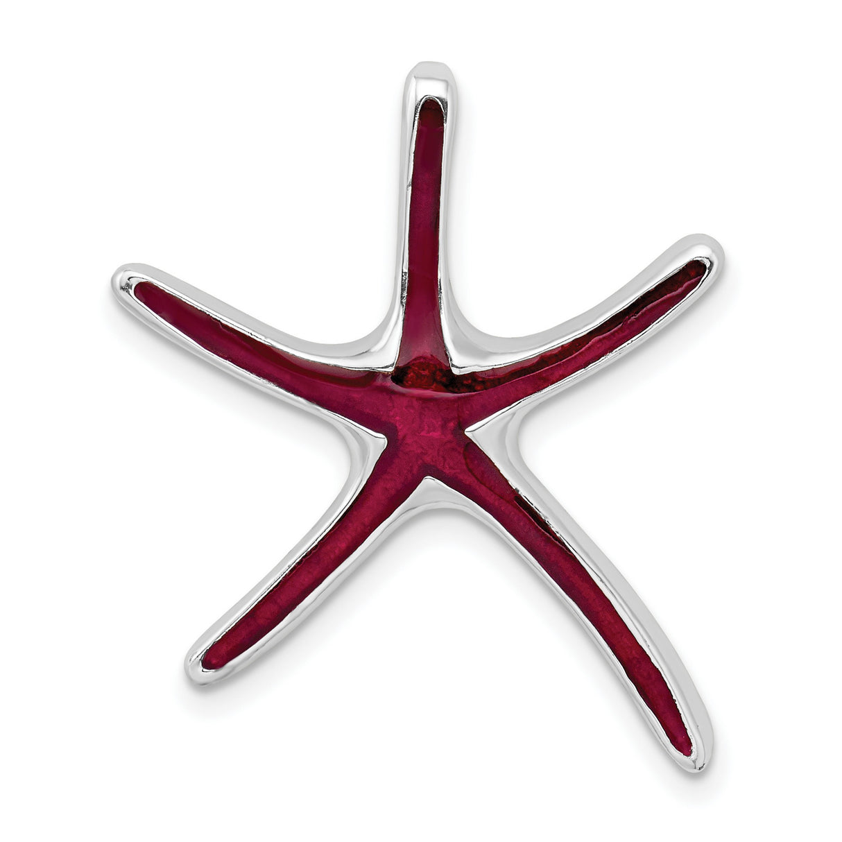 Sterling Silver Starfish Pendant with Red Enamel Inlay, Nautical Ocean-Themed Jewelry for Women