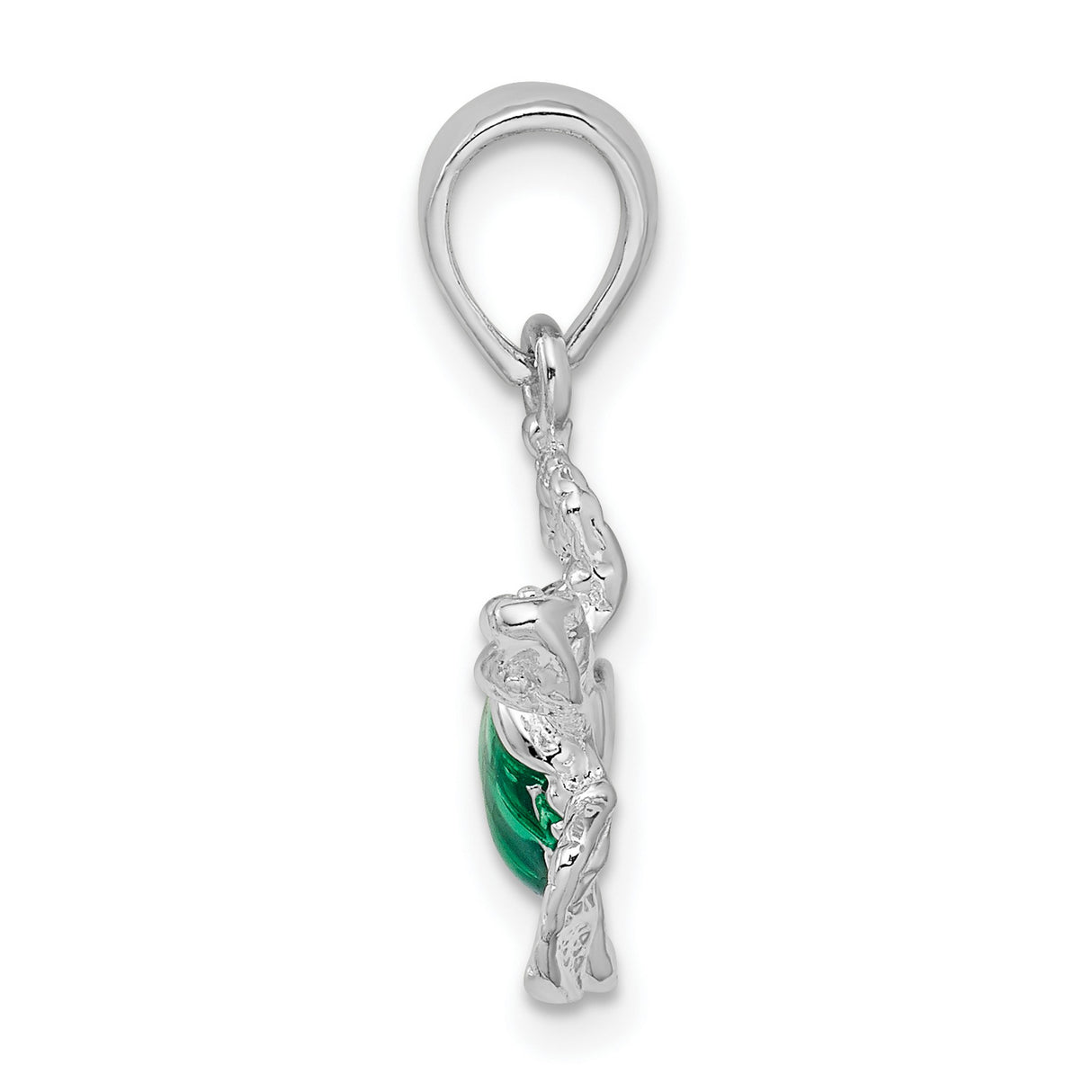Sterling Silver Sea Turtle Pendant with Green Enamel Shell, Ocean-Inspired Charm