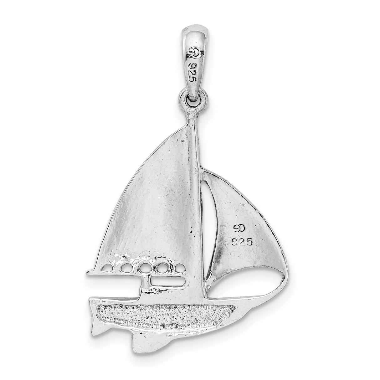 Sterling Silver Sailboat Pendant with Blue and White Enamel, Nautical Ocean Theme Jewelry