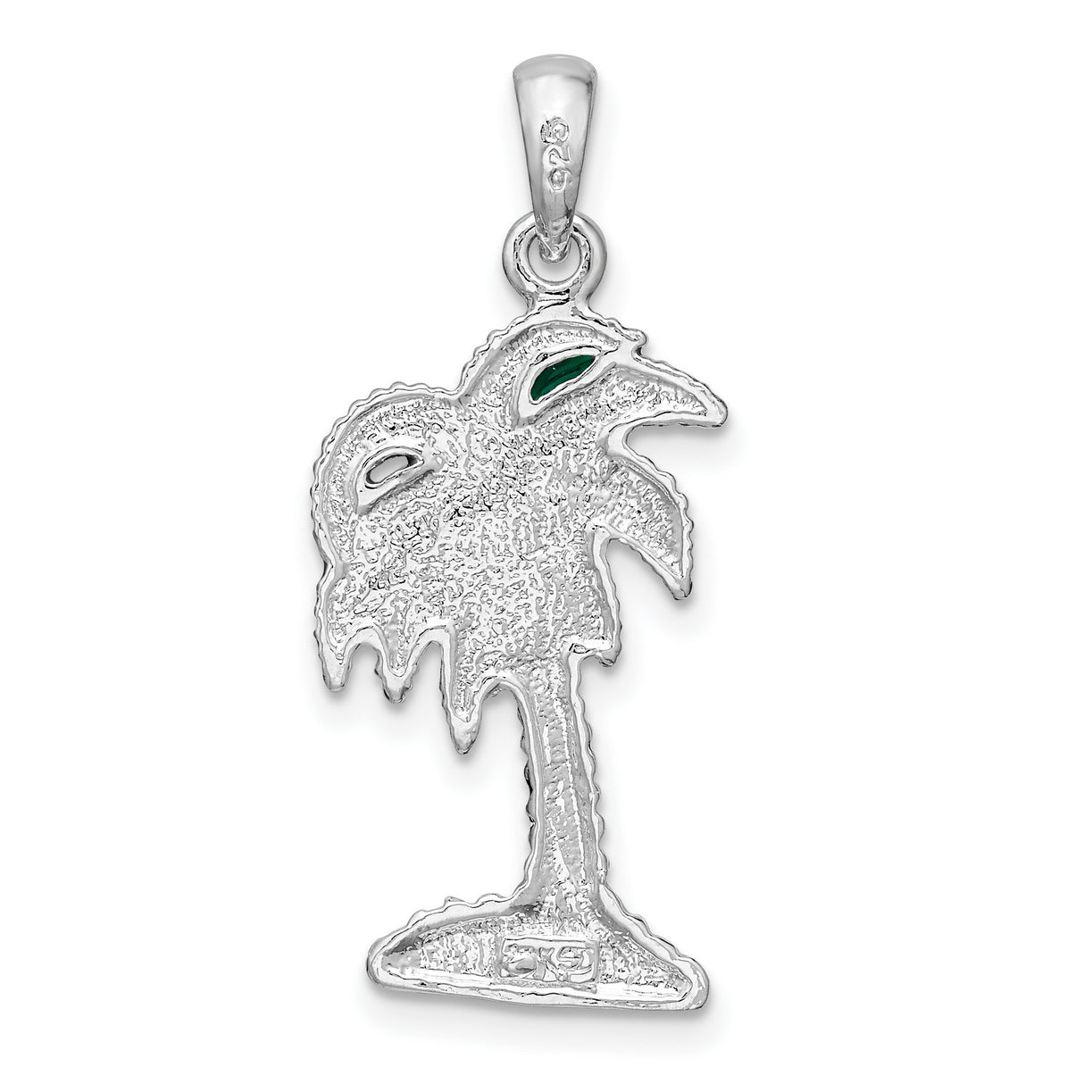 Sterling Silver Palm Tree Pendant with Green and Brown Enamel, Tropical Vacation Theme