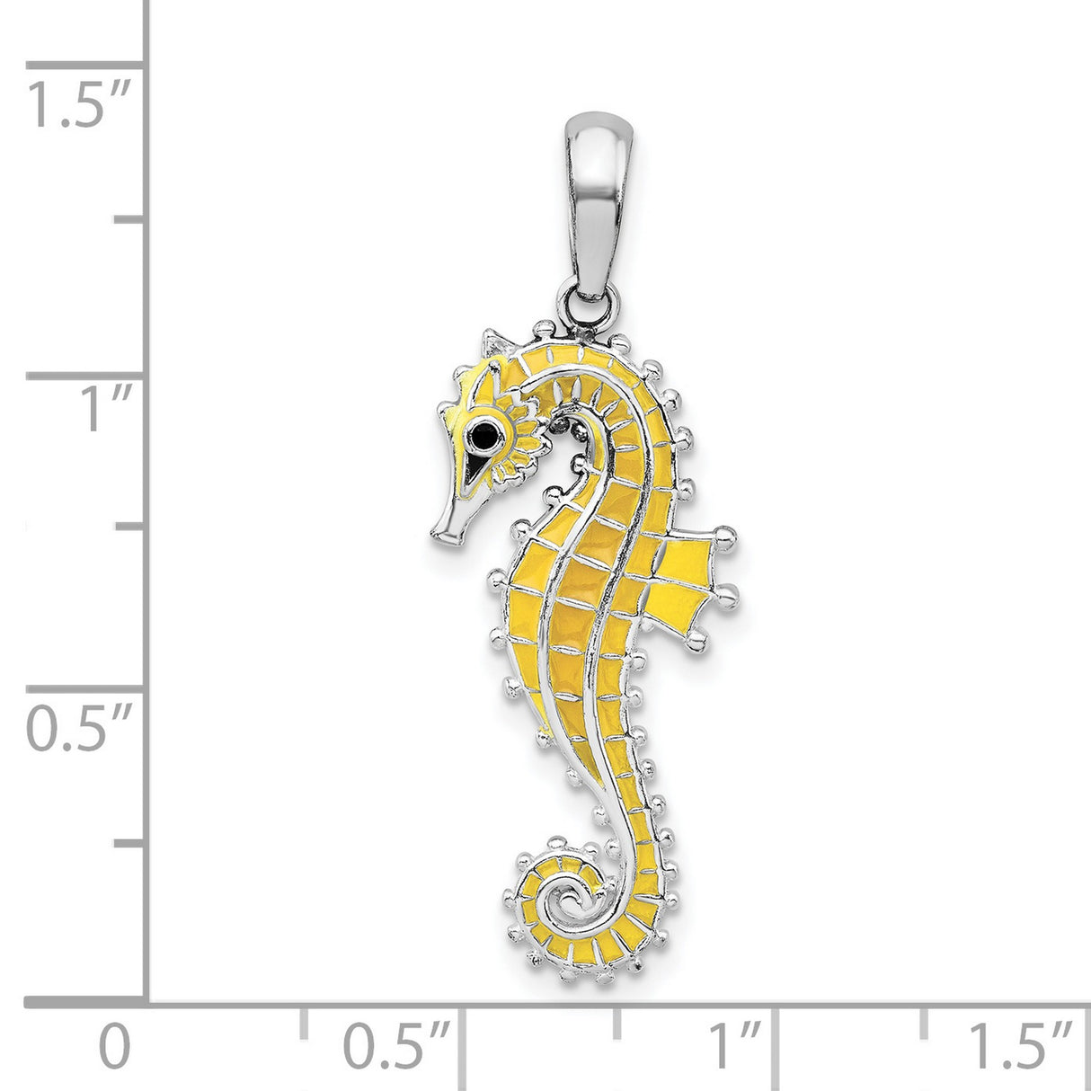 Sterling Silver Seahorse Pendant with Yellow Enamel, Nautical Ocean Theme for Women