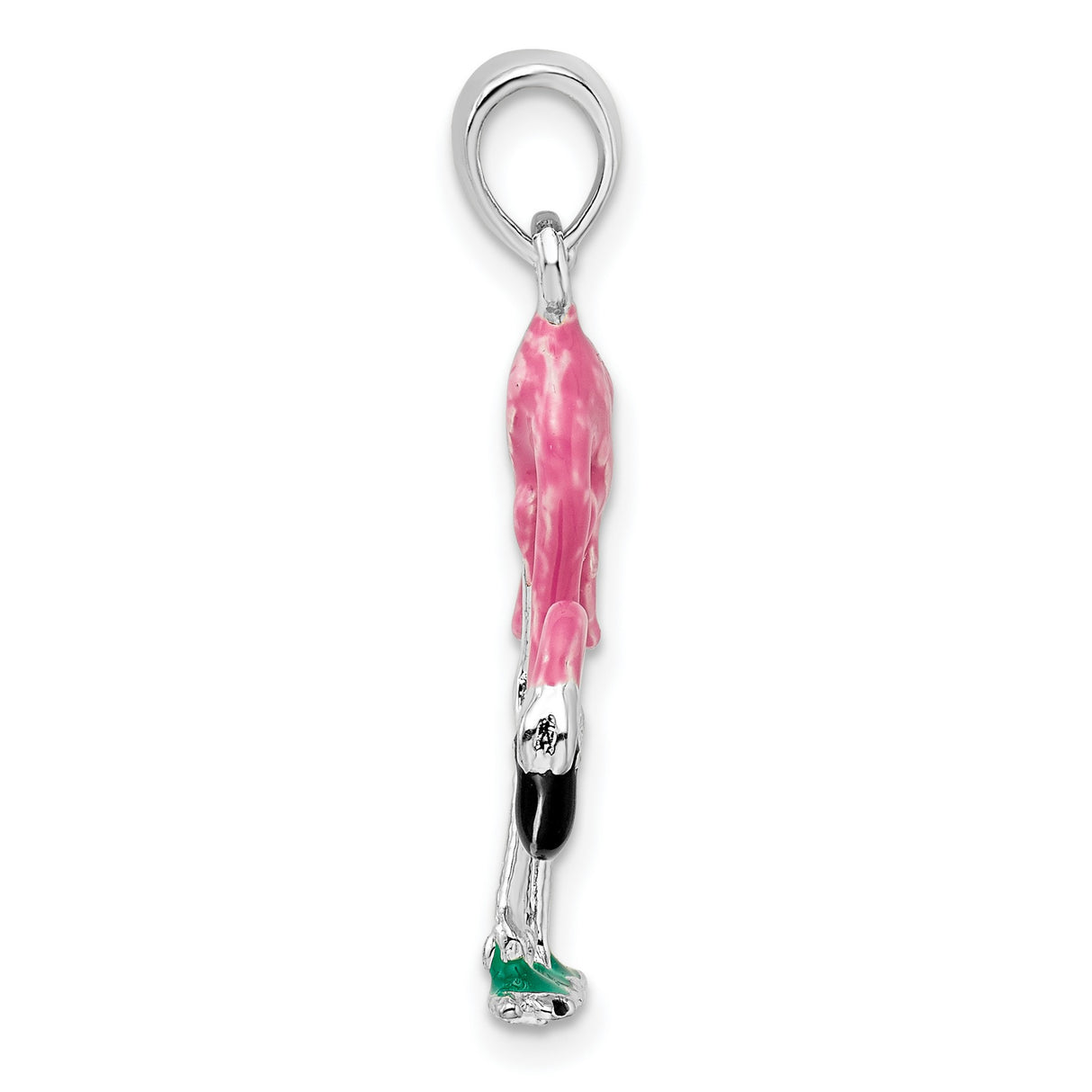 Sterling Silver Flamingo Pendant with Pink Enamel, Tropical Bird Charm, Nature Inspired Jewelry