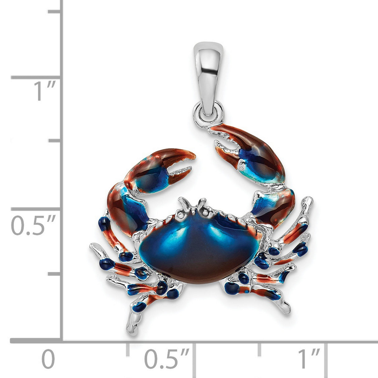 Sterling Silver Crab Pendant with Red and Blue Enamel, Nautical Cancer Zodiac Charm
