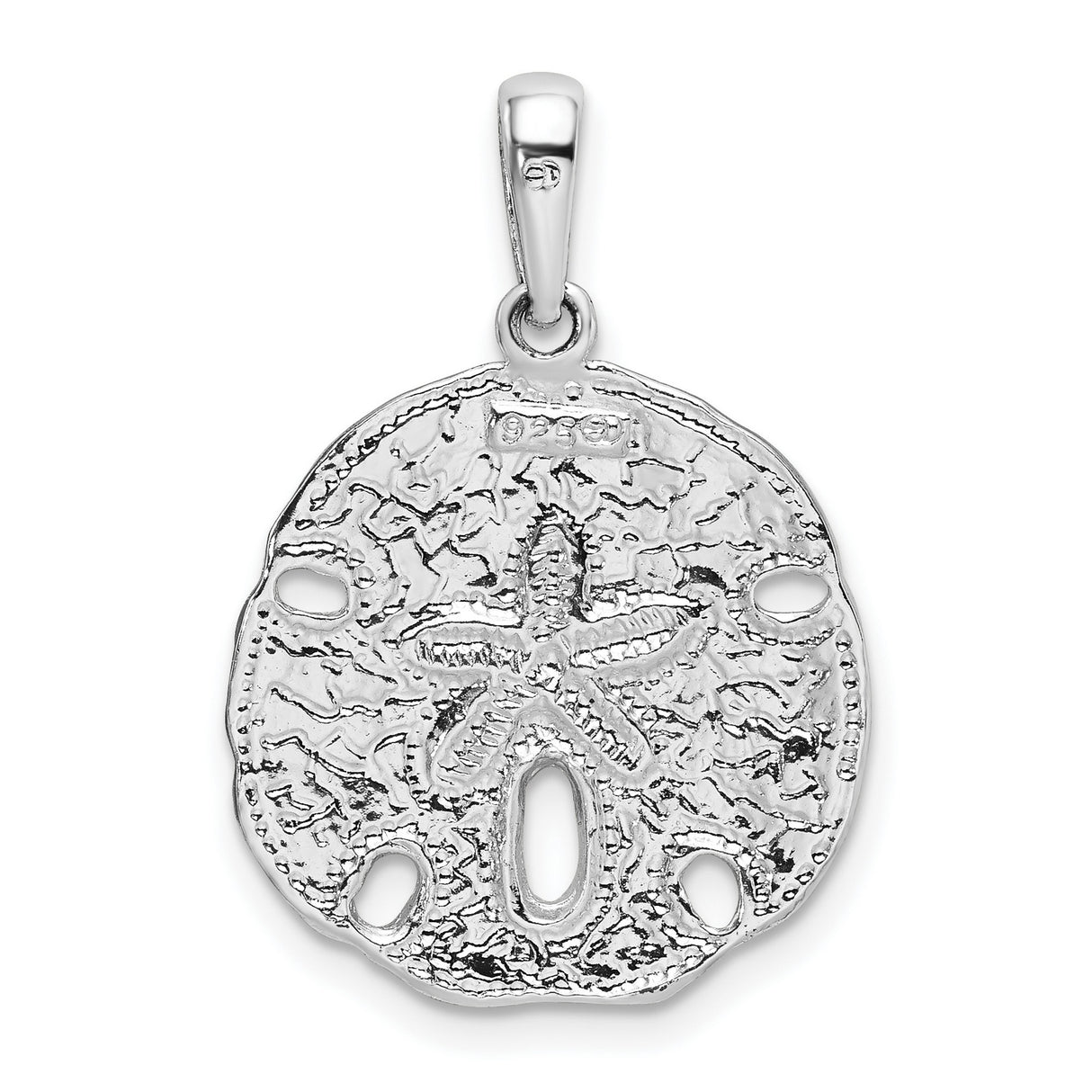 Sterling Silver Sand Dollar Pendant with Red Enamel, Star Motif Coastal Jewelry for Women