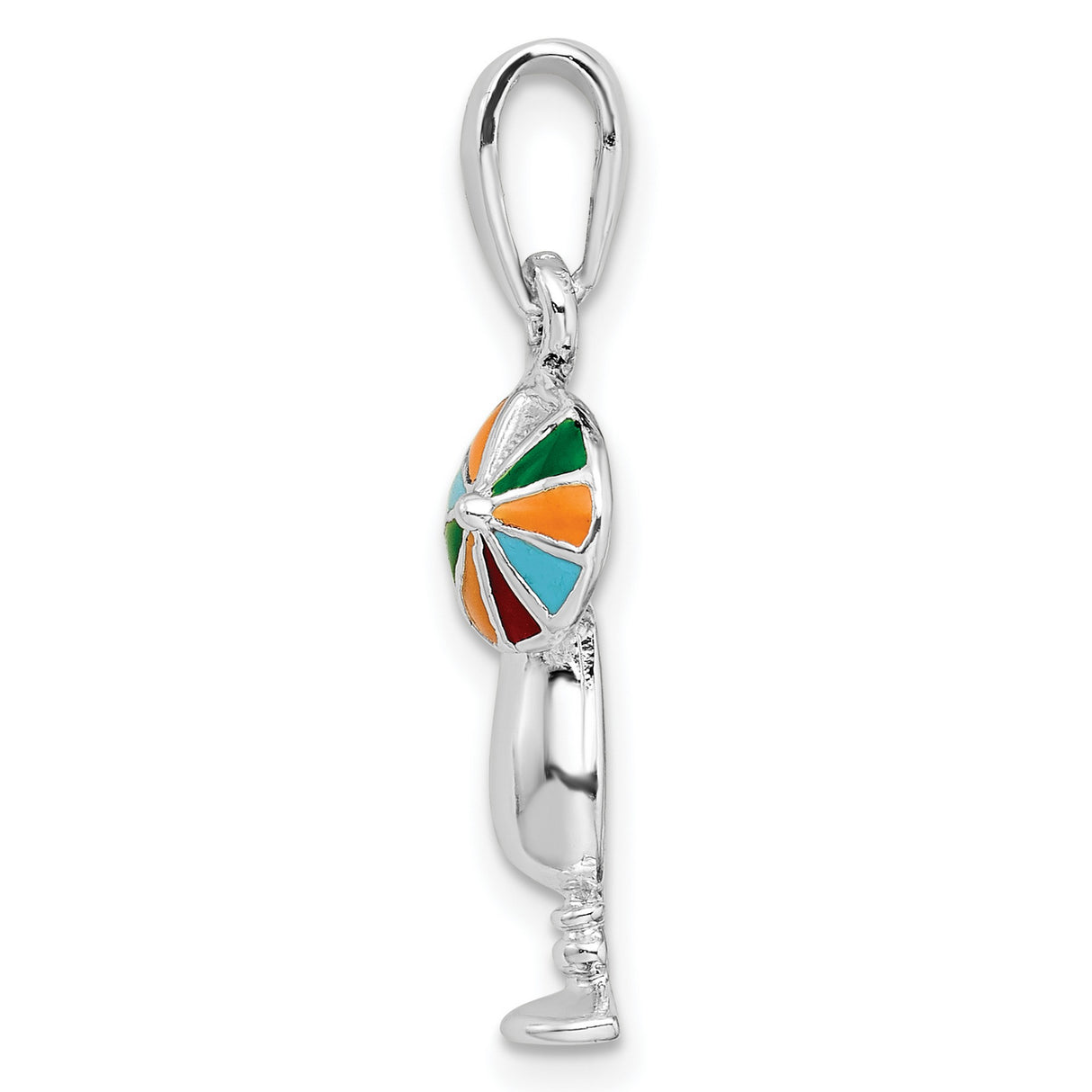 Sterling Silver Cocktail Pendant with Colorful Enamel Accents, Tropical Drink Design