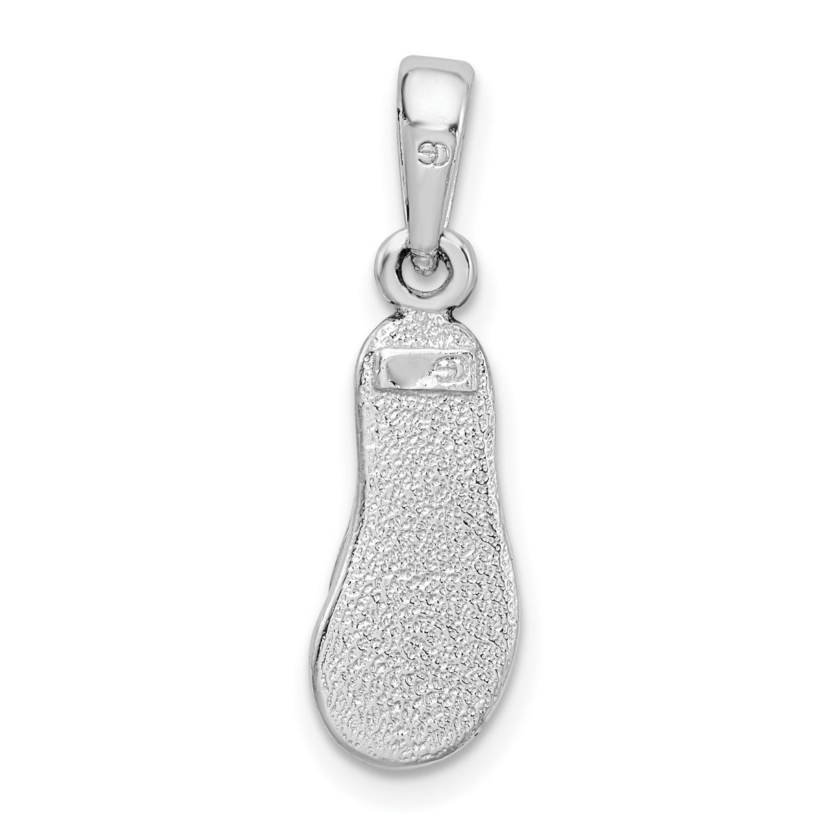 Sterling Silver Flip-Flop Sandal Pendant with Pink Enamel, Textured Sole, Beach Theme Jewelry