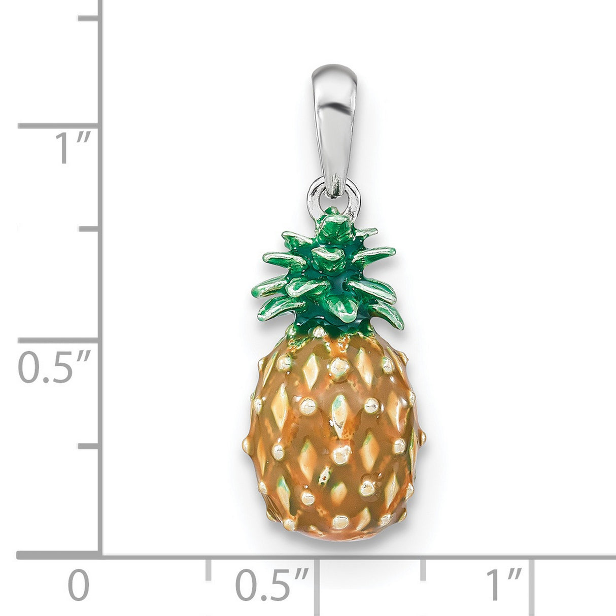 Sterling Silver Pineapple Pendant with Colorful Enamel, Tropical Fruit Design