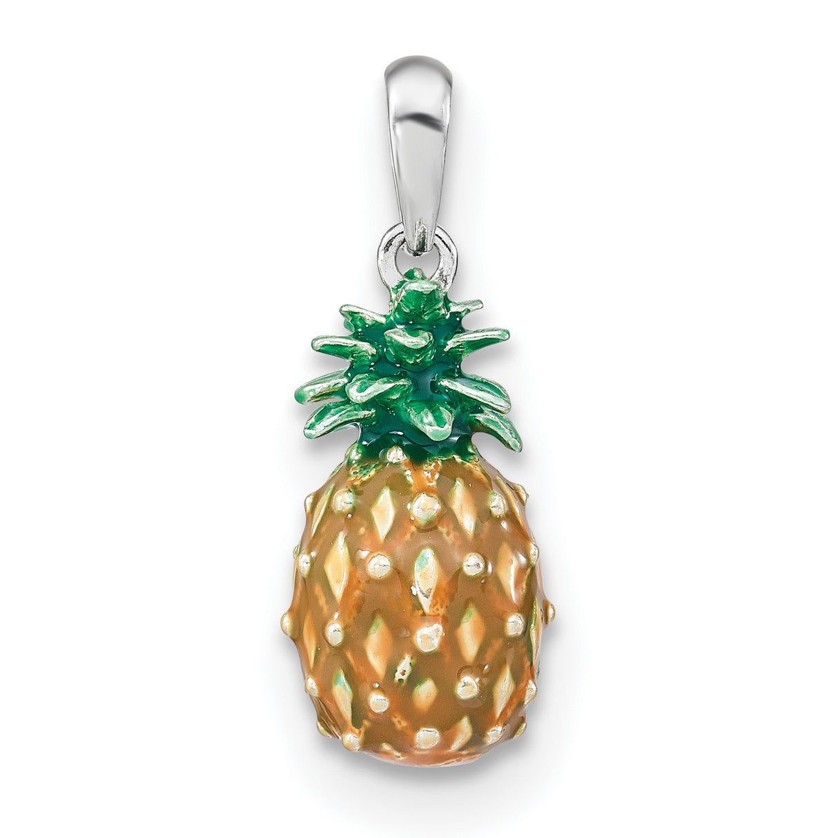 Sterling Silver Pineapple Pendant with Colorful Enamel, Tropical Fruit Design