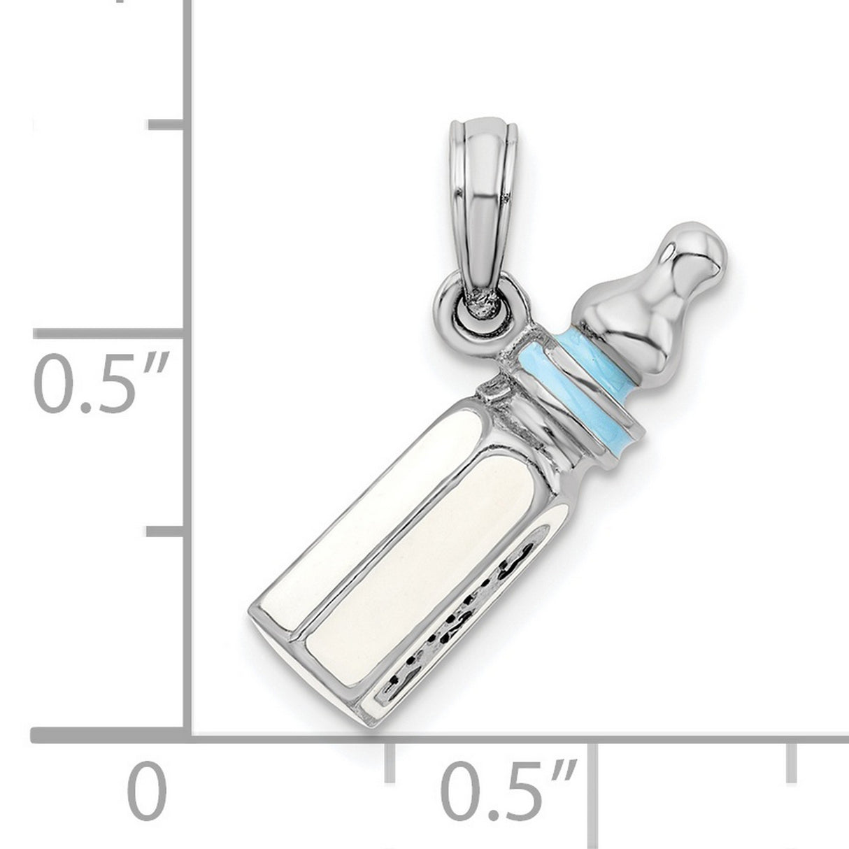 Sterling Silver Baby Bottle Pendant with Blue Enamel, 3D Motherhood Charm for Women