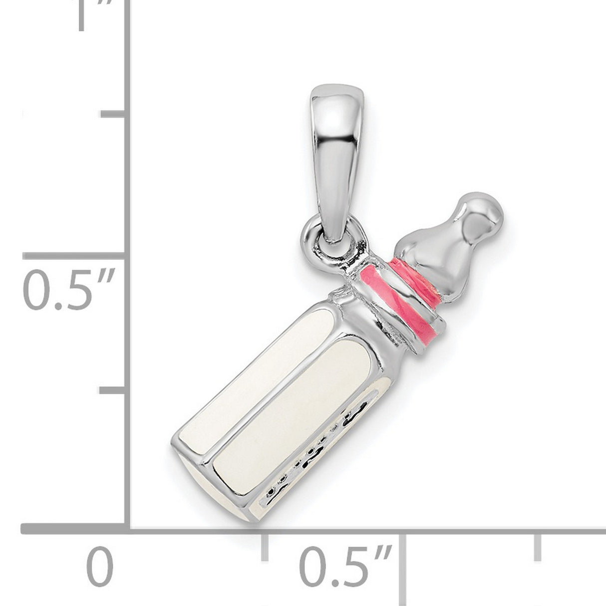 Sterling Silver Baby Bottle Pendant with Pink Enamel, Motherhood Keepsake Charm for Women