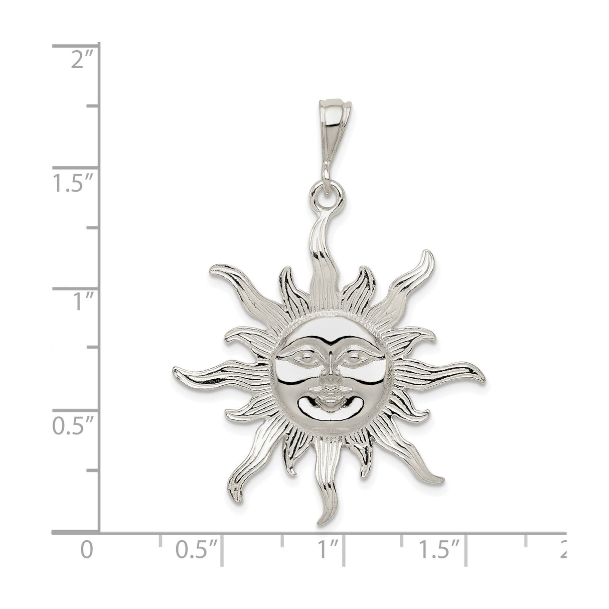 Sterling Silver Sun Face Pendant with Radiant Rays, Boho Celestial Medallion Design