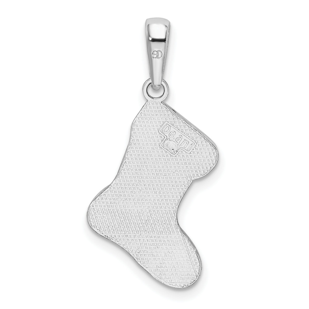 Sterling Silver Christmas Stocking Pendant with Red and White Enamel, Festive Holiday Charm