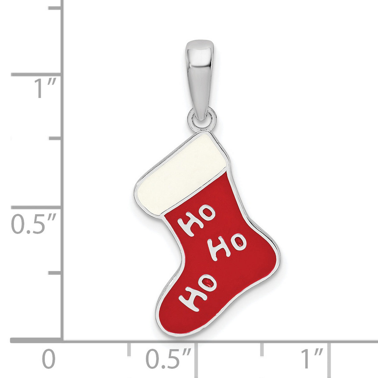 Sterling Silver Christmas Stocking Pendant with Red and White Enamel, Festive Holiday Charm