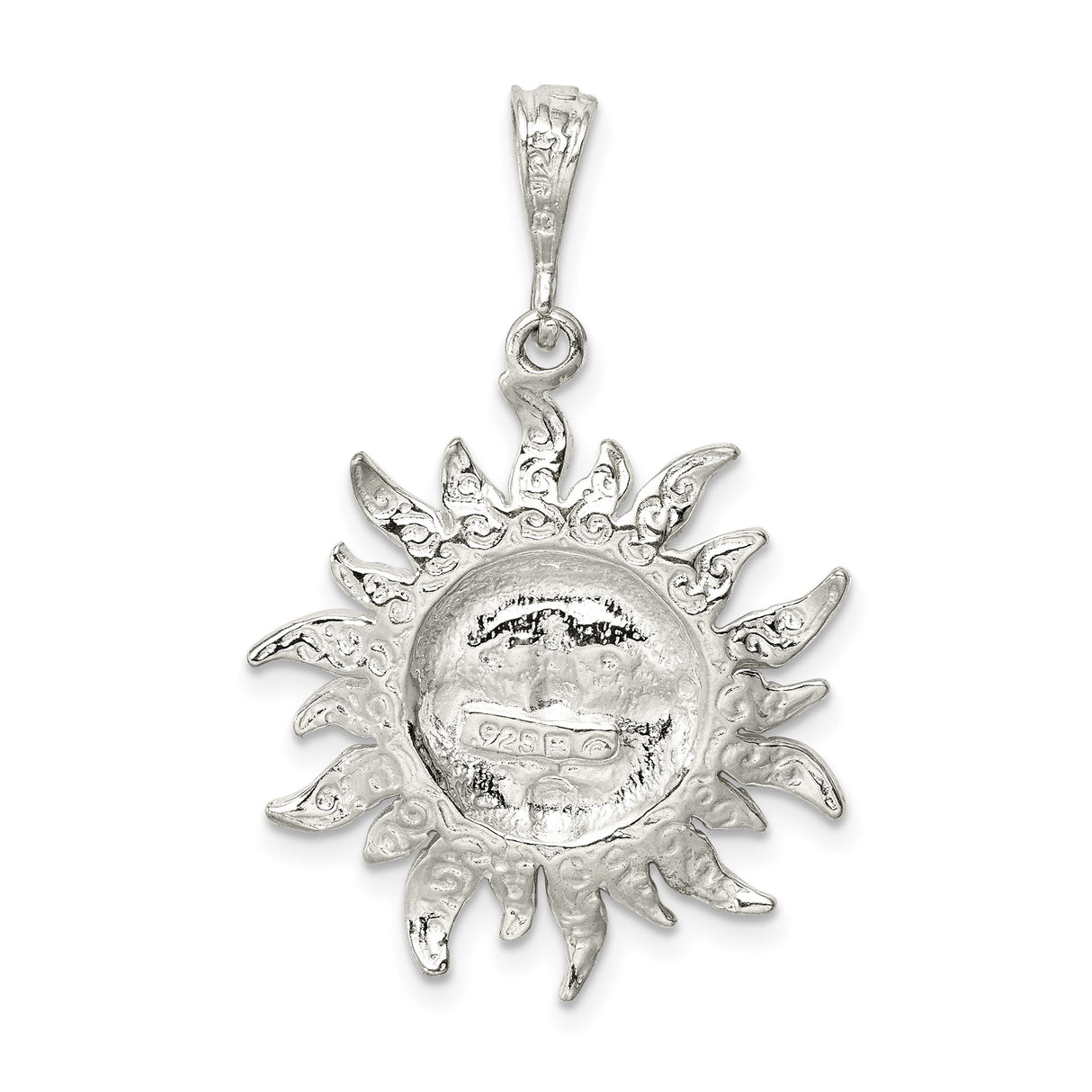 Sterling Silver Sun Face Pendant with Radiant Smiling Sun Design, Boho Celestial Style