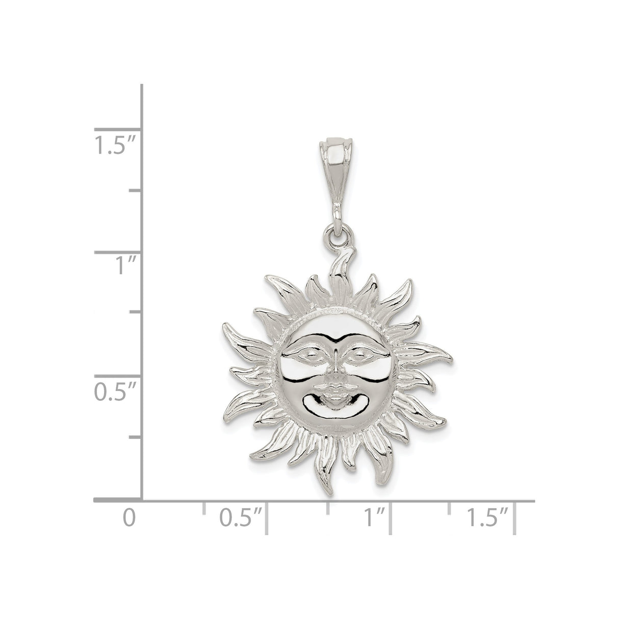 Sterling Silver Sun Face Pendant with Radiant Smiling Sun Design, Boho Celestial Style
