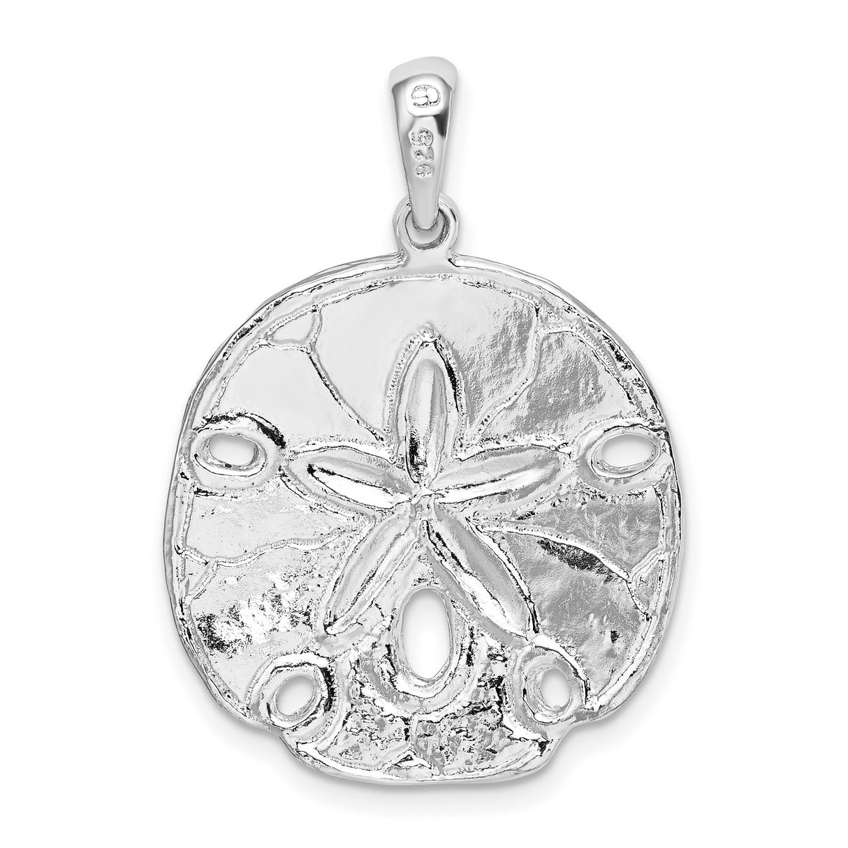 Sterling Silver Sand Dollar Pendant with Blue Enamel Accents, Nautical Ocean-Inspired Design