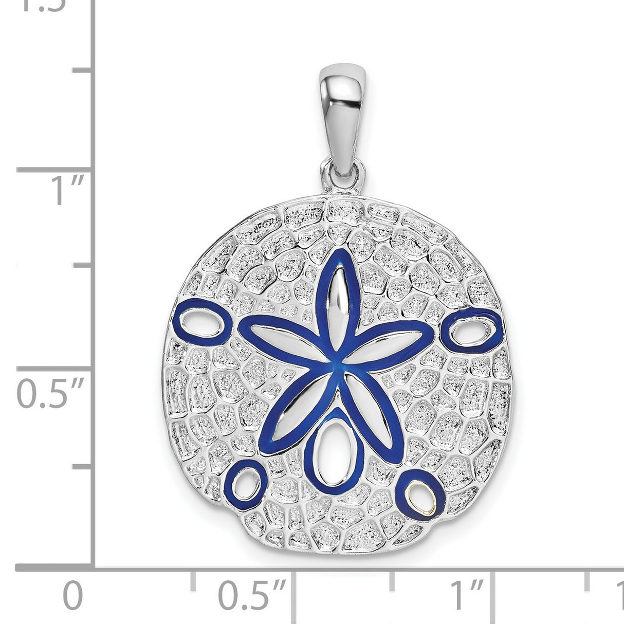 Sterling Silver Sand Dollar Pendant with Blue Enamel Accents, Nautical Ocean-Inspired Design