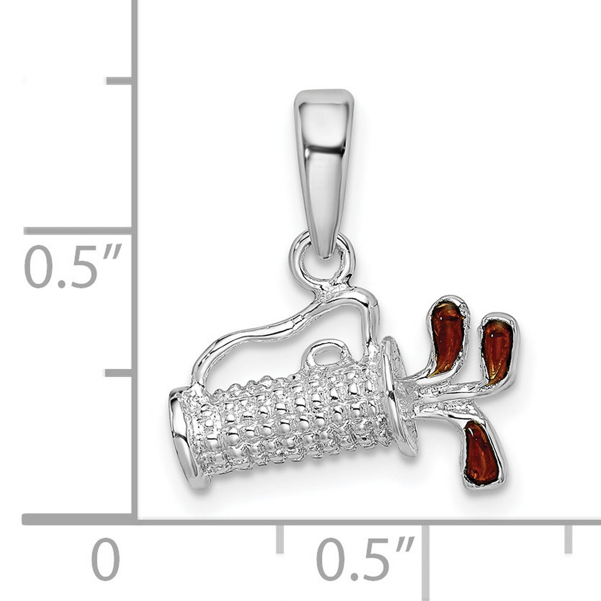 Sterling Silver Golf Bag Pendant with Enameled Clubs, 3D Sports Charm for Golf Enthusiasts