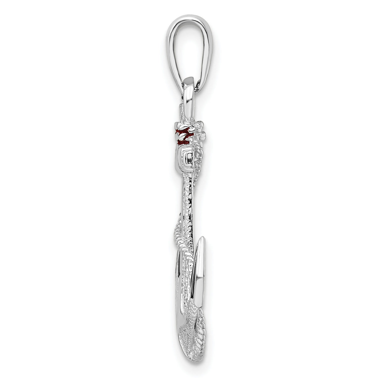 Sterling Silver Anchor Pendant with Nautical Rope and Red White Blue Enamel Accents