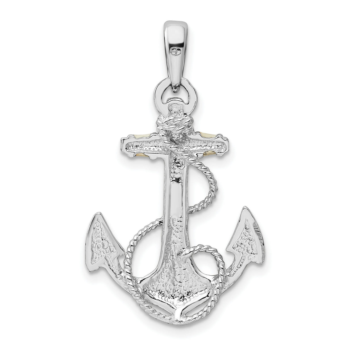 Sterling Silver Anchor Pendant with Nautical Rope and Red White Blue Enamel Accents
