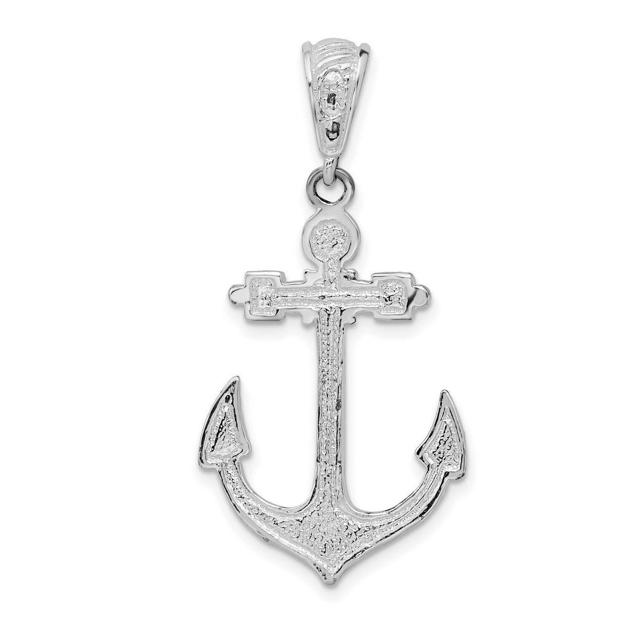Sterling Silver Anchor Pendant with Navy Blue Enamel and Red White Accents, Nautical Theme Charm