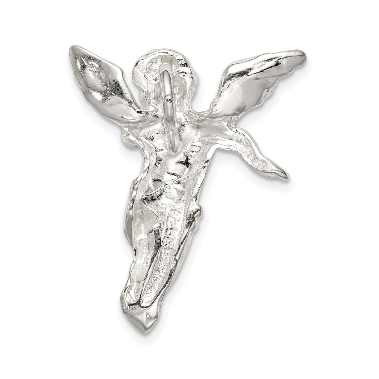 Sterling Silver Angel Pendant with Cherub Wings, Christian Faith Charm, Unisex Religious Jewelry