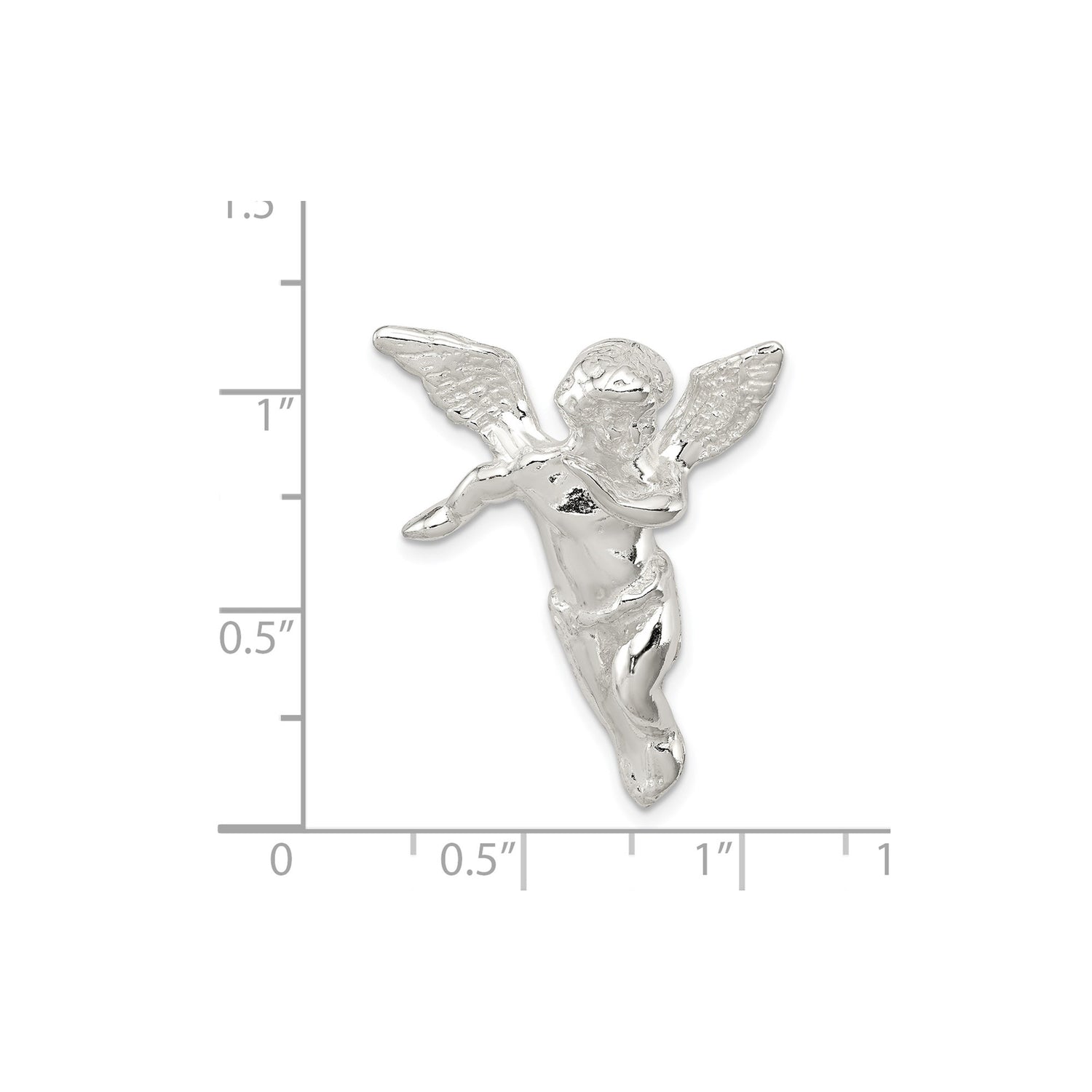Sterling Silver Angel Pendant with Cherub Wings, Christian Faith Charm, Unisex Religious Jewelry