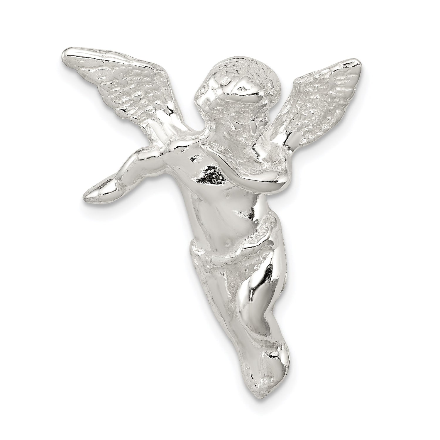 Sterling Silver Angel Pendant with Cherub Wings, Christian Faith Charm, Unisex Religious Jewelry
