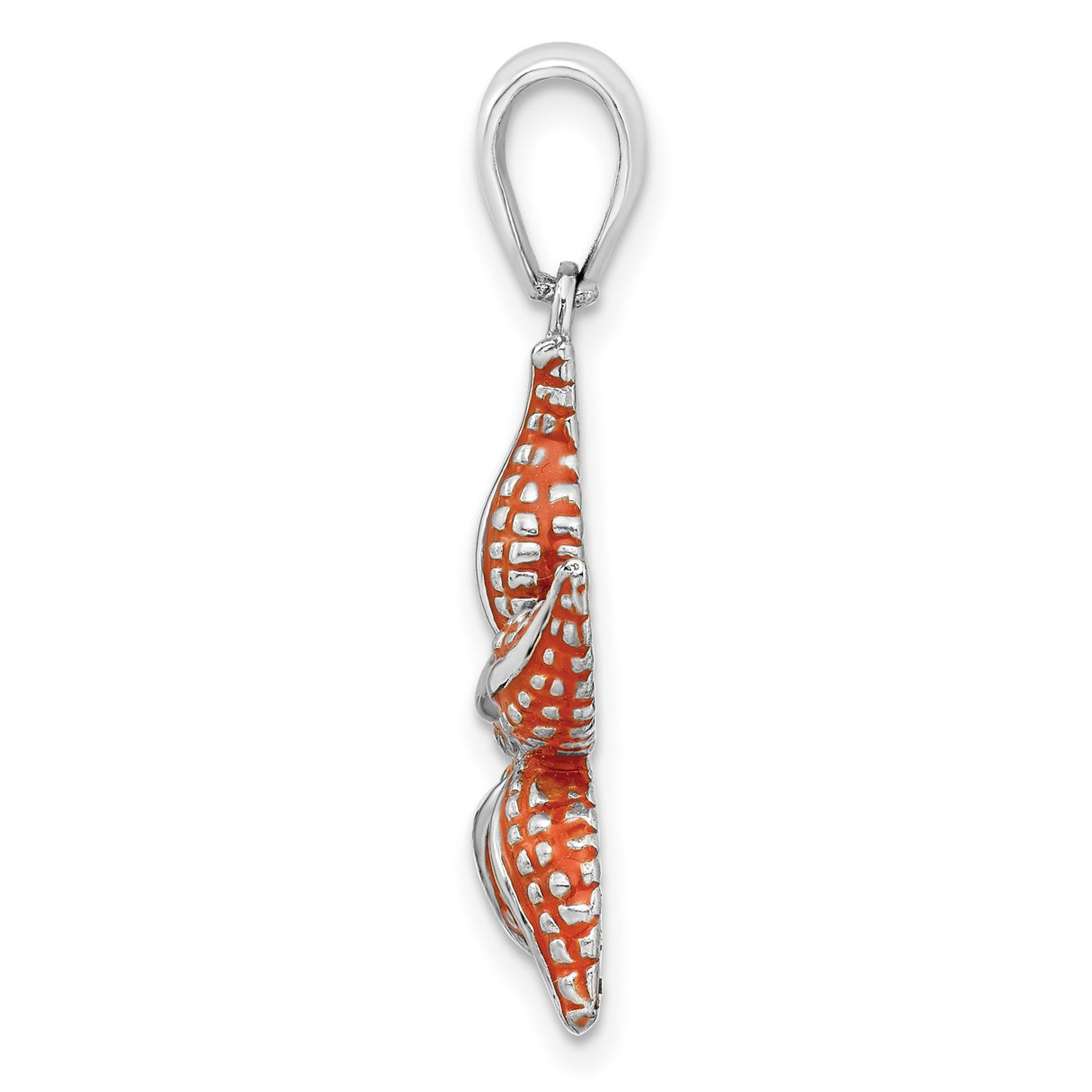 Sterling Silver Starfish Pendant with Orange Enamel, Nautical Coastal Charm for Women