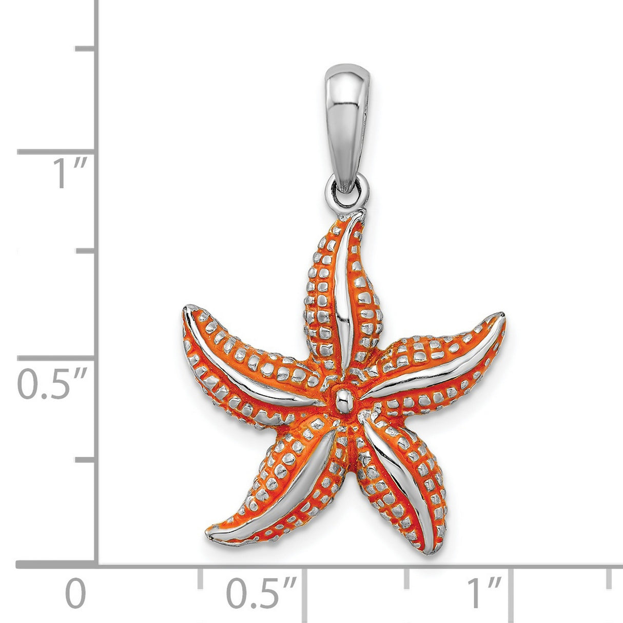 Sterling Silver Starfish Pendant with Orange Enamel, Nautical Coastal Charm for Women