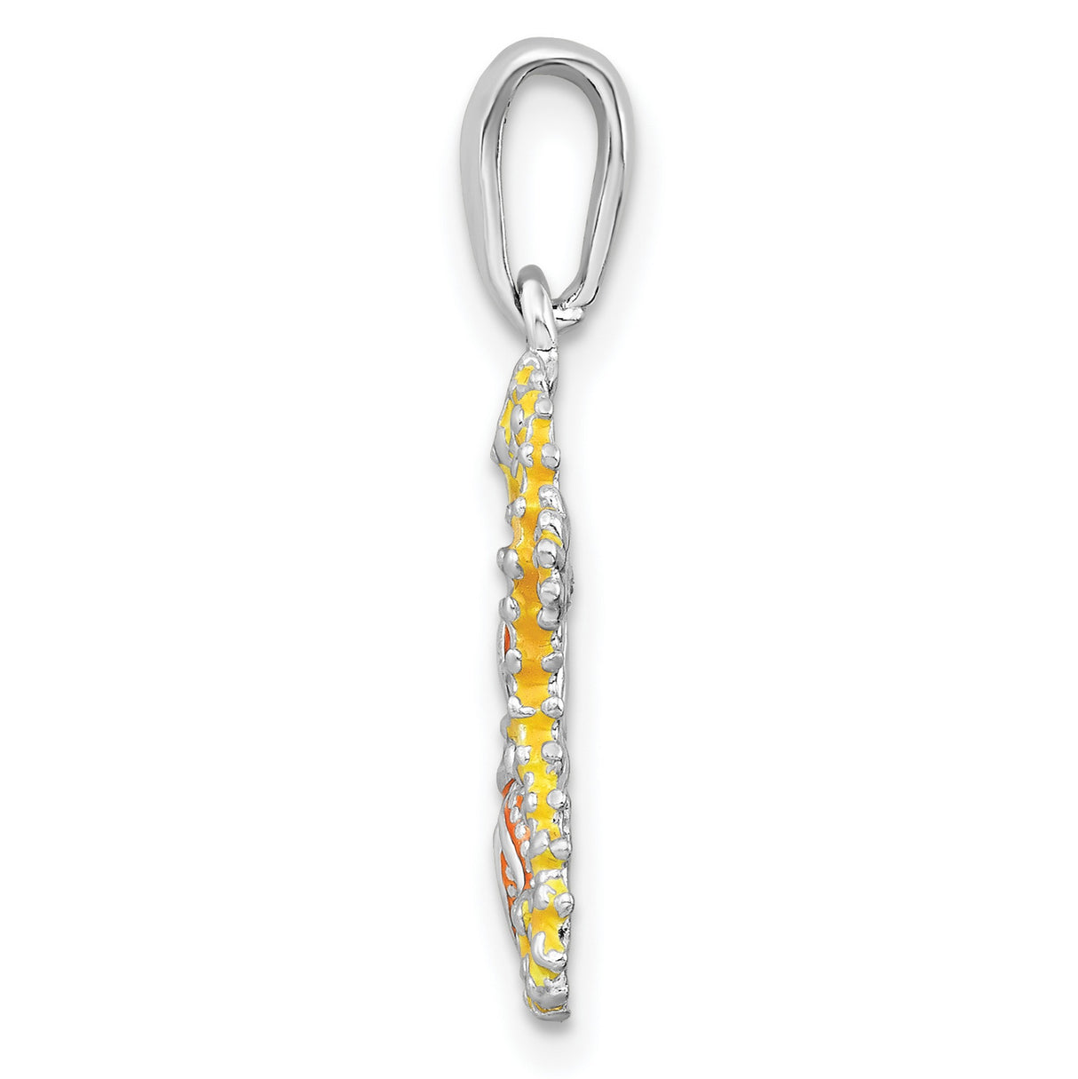 Sterling Silver Ocean Pendant with Orange Starfish and Green Seahorse, Nautical Theme for Women