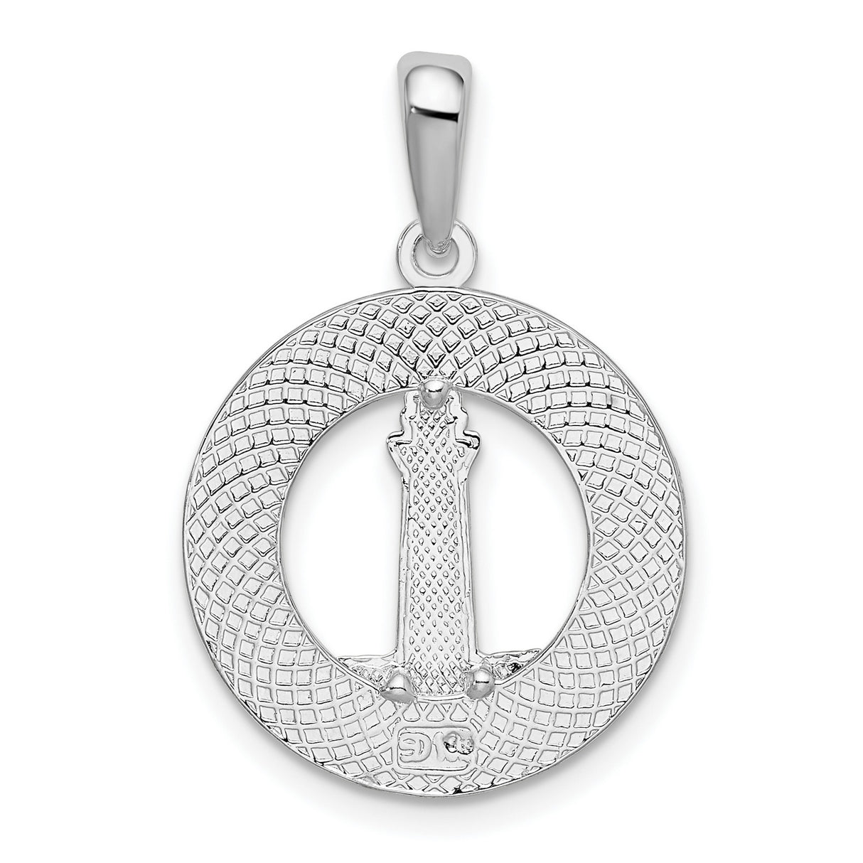 Sterling Silver Lighthouse Pendant with Red and White Enamel, Nautical Coastal Travel Jewelry