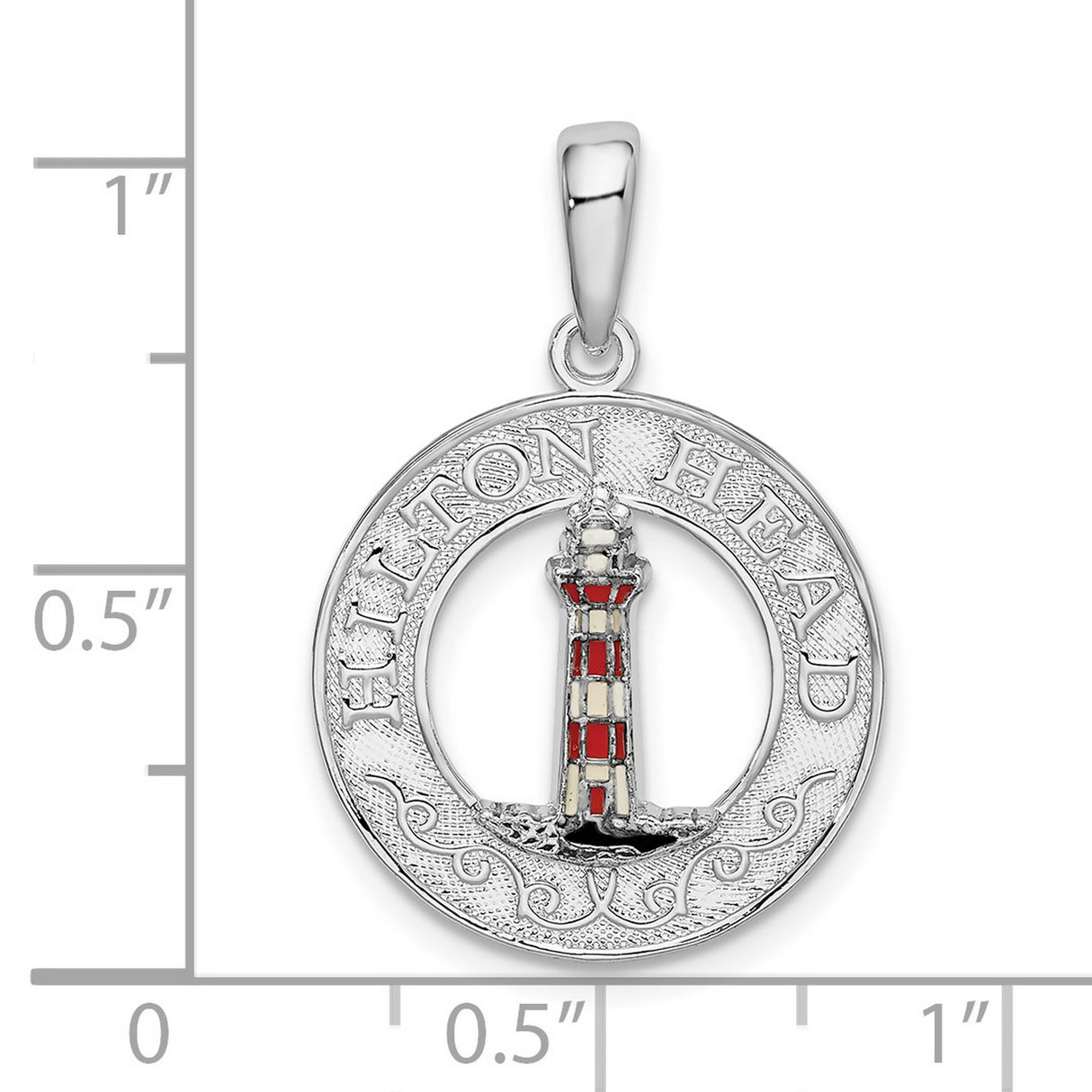 Sterling Silver Lighthouse Pendant with Red and White Enamel, Nautical Coastal Travel Jewelry