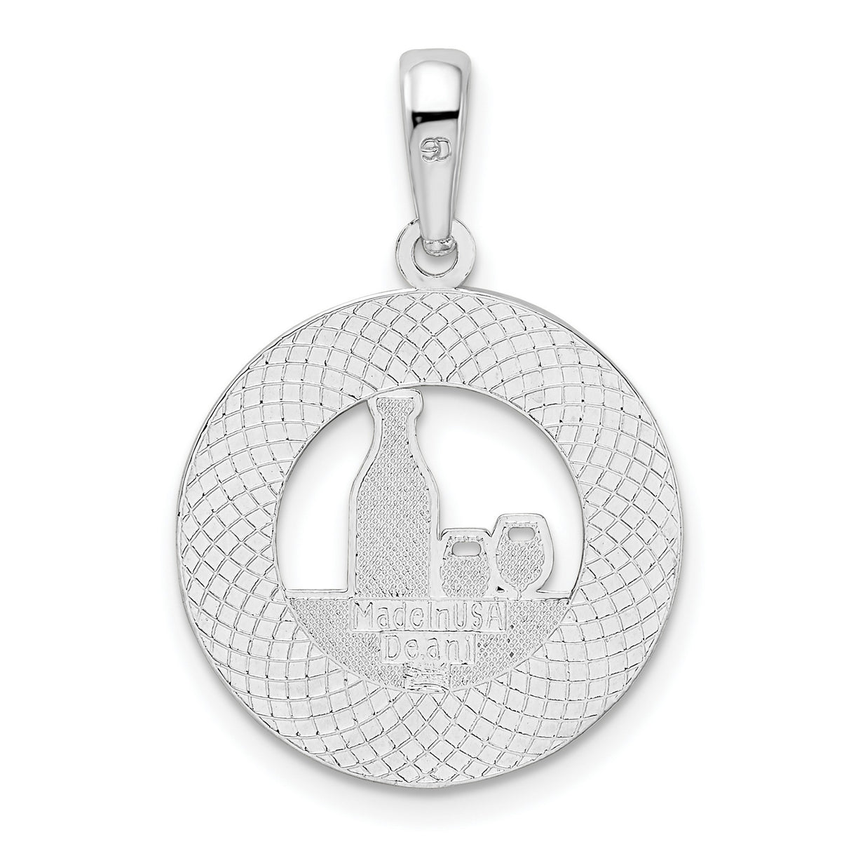 Sterling Silver Wine Bottle Pendant with Glasses, Traverse City Michigan Charm