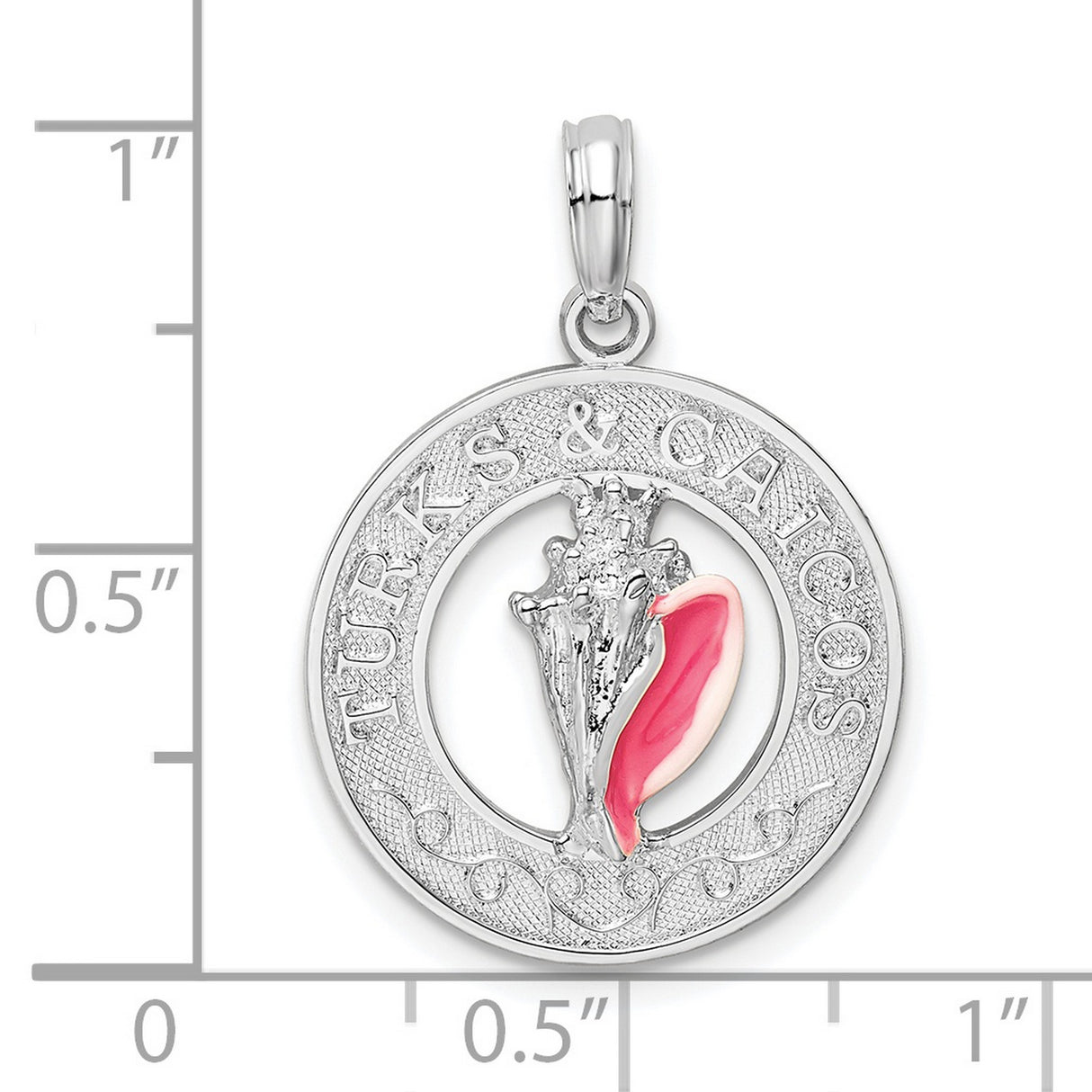 Sterling Silver Conch Pendant with Pink Enamel, Caribbean Ocean Nautical Jewelry for Women